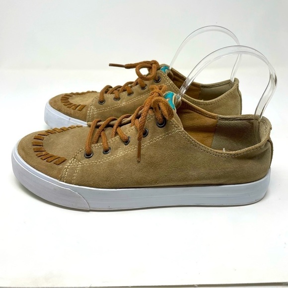 Reva by Justin "Susie" Leather Sneakers – Brown & White – Size 9.5 - Picture 1 of 11